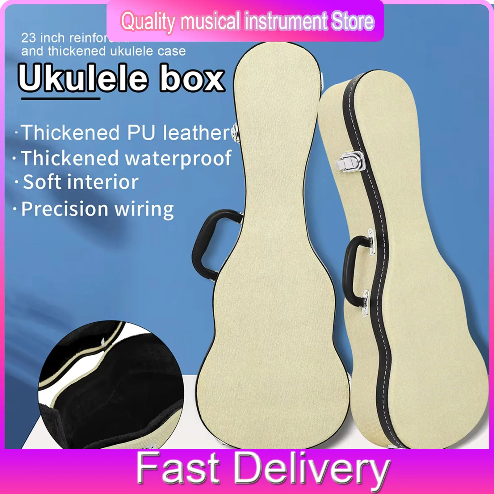 IRIN 23 Inch Ukulele Case Leather Wear-resistant With Built-in Metal Lock Box Ukulele Professional Luggage Accessories Parts