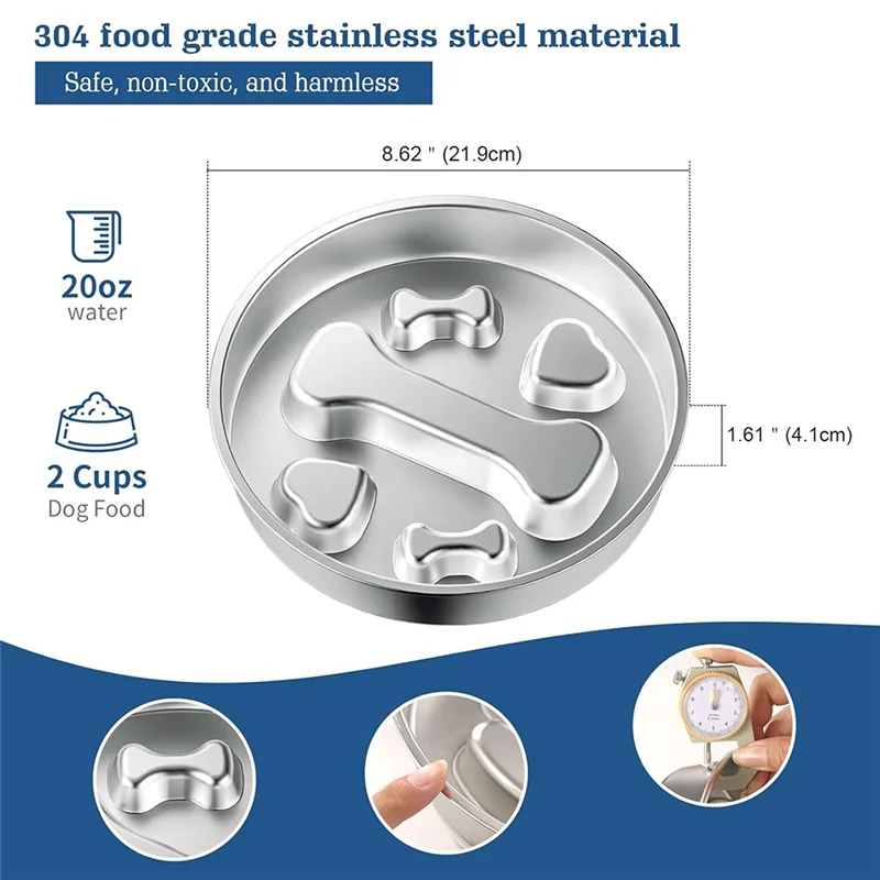 【¡¡El precio más bajo!】Cuencos para perros de acero inoxidable, cuenco de metal antideslizante para perros para razas grandes y medianas, plato de comida con alimentador de rompecabezas para cachorros