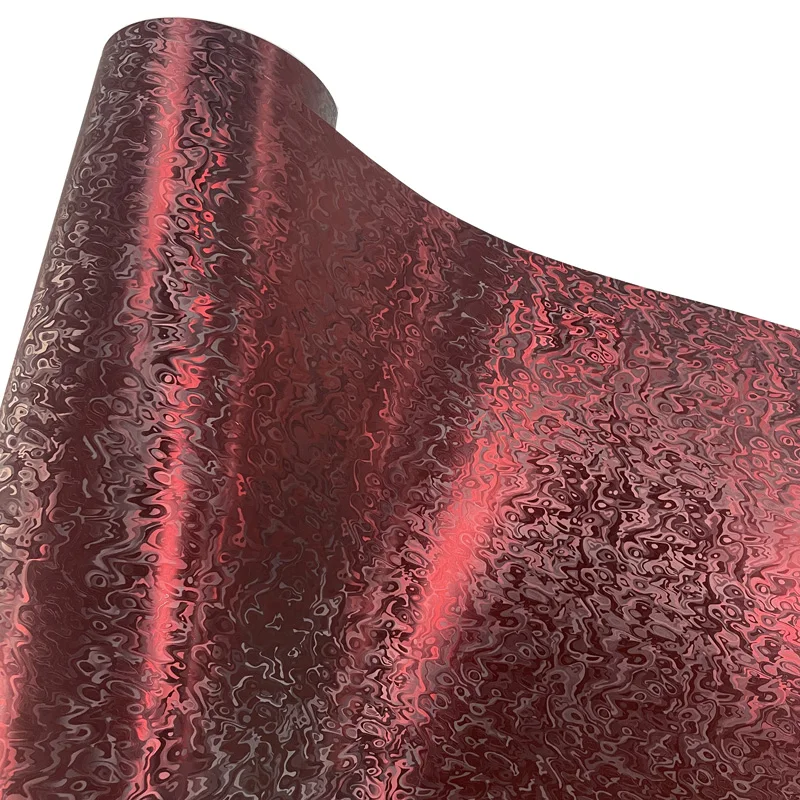 Premium PET 3D Chrome Satin Romance Red Cosmic Ghost Textured Vinyl Wrap Film Roll Self Adhesive Decal Car Wrapping view 3