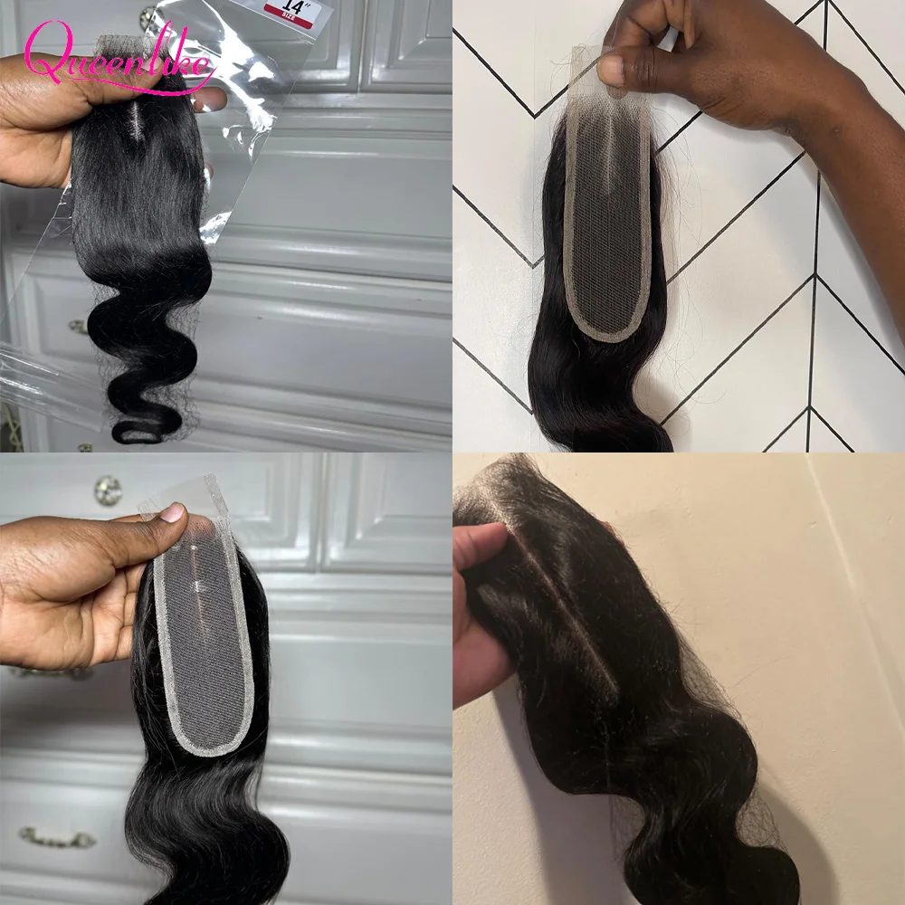Queenlike 3+1 Echthaar-Bundles Body Wave mit 2x6 Lace Closure, 12A Brasilianisches Rohhaar-Bundles mit tiefem Mittelteil und HD-Lace – Detail 3