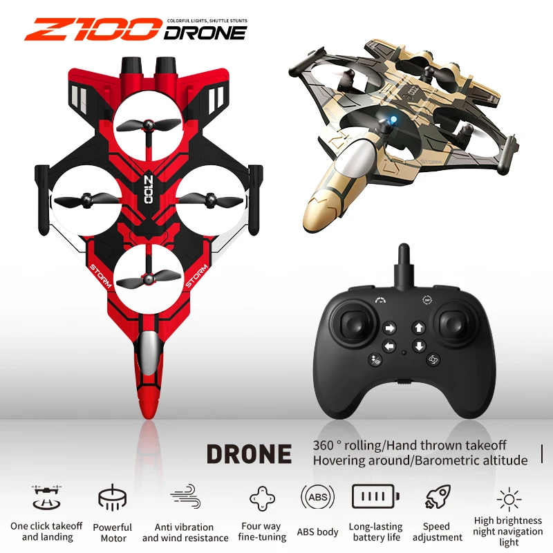 2026 New Fighter Quadcopter Drone Stunt Light RC Aircraft Four Channel Hovering Alta Altitude Rolling Special Effect