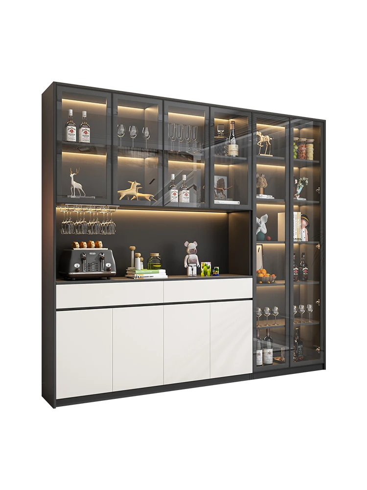 Tableware cabinet integrated against the wall, multifunctional storage and dining side cabinet in the living room