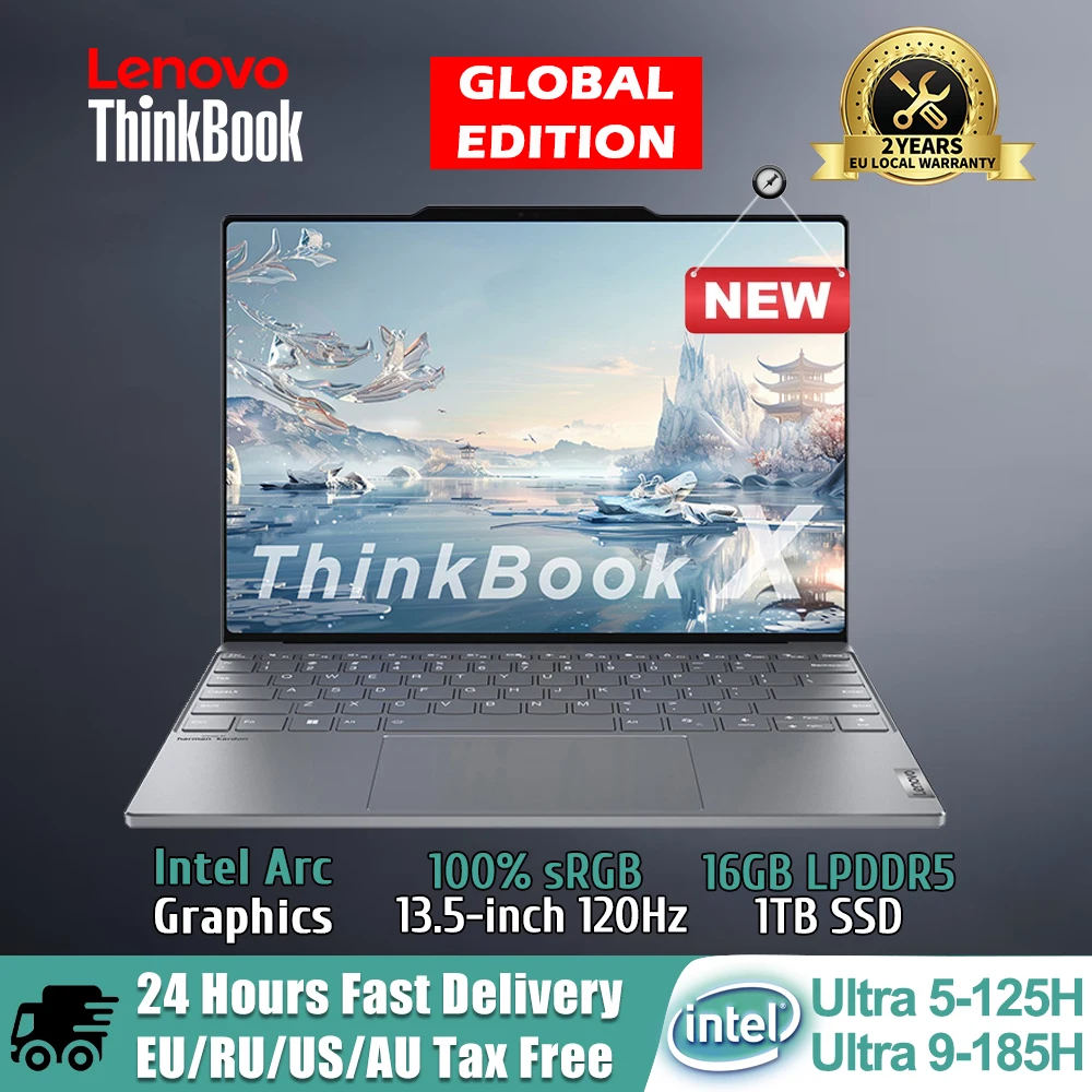 Lenovo-thinkbook x 2024 aiラップトップ,コアウルトラ9, 185h,ウルトラ5, 125h,intel arcグラフィック,16gb,32gb,ddr5,1テラバイトssd,13.5インチpcノートブック、pc