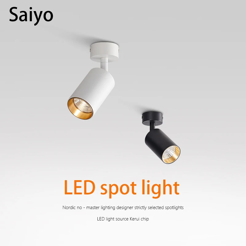 

Saiyo Led Spotlights Surface Mounted Adjust Foco Led 5W7W Aluminum Ceiling Spots 110V 220V Lamp For Kitchen Home Indoor Lighting