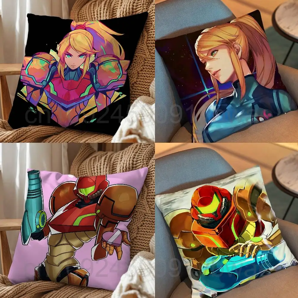 Myles MacKenzie Samus Aran Metroid Cartoon Pillow Cover, 4K HD Printed Cushion Cover case with Various Exquisite Patterns