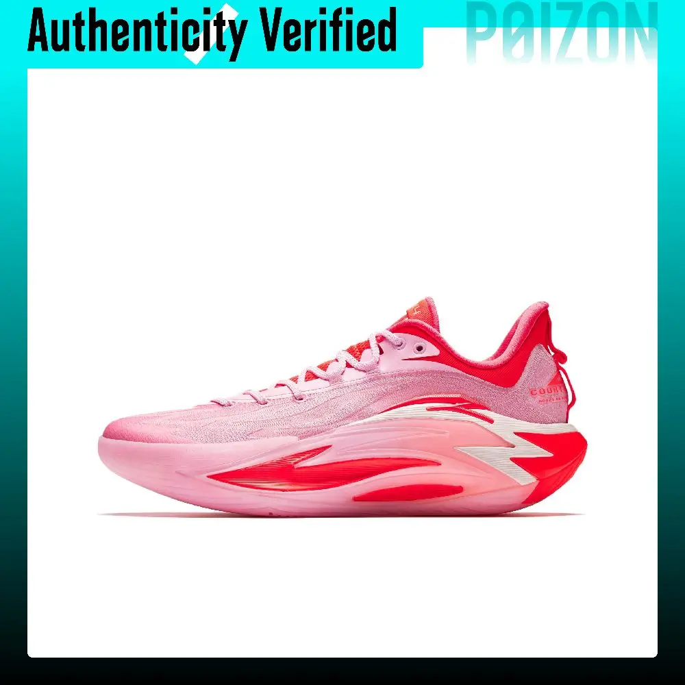 Anta Shock Wave 7 Pink Flame Cushioning Slip Resistant Abrasion Resistant Rebound Anti Rollover Grip Low top 112531126S-1