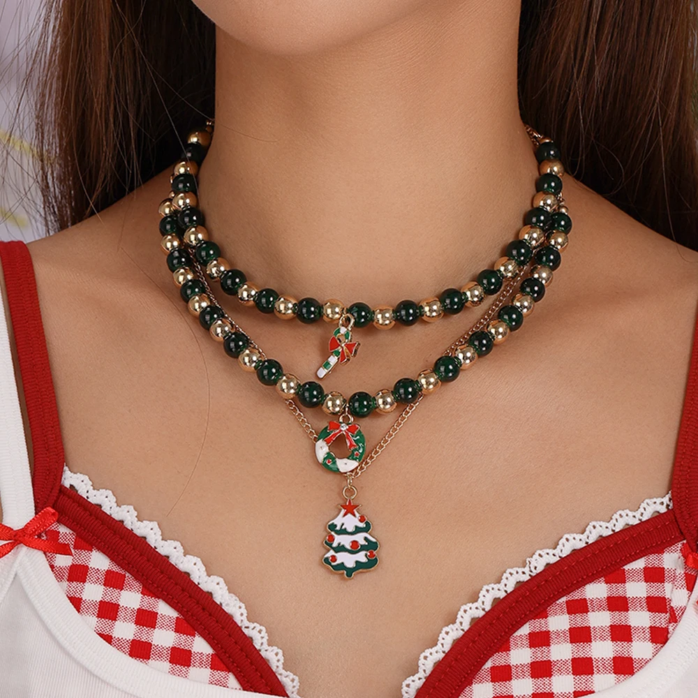 Aihua neue Mode Weihnachten Halskette für Frauen Mädchen Santa Claus Hirsch Glocke Weihnachten Stern Baum Anhänger Halskette Neujahr Geschenke – Detail 7