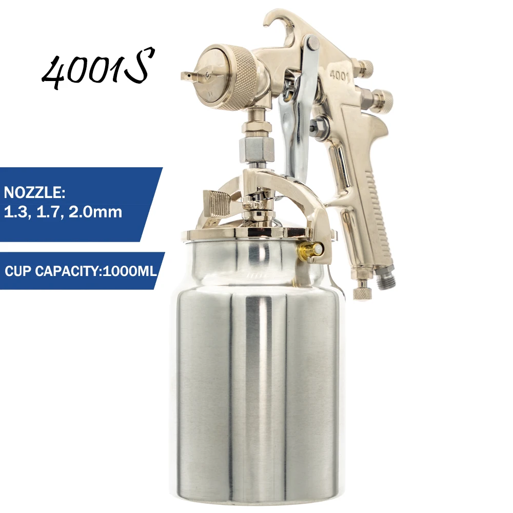 1000ml Suction Feed Pot High Efficient Atomization Hvlp Turbine Water Based air Paint Sprayer Spray Gun 4001S for Car Painting