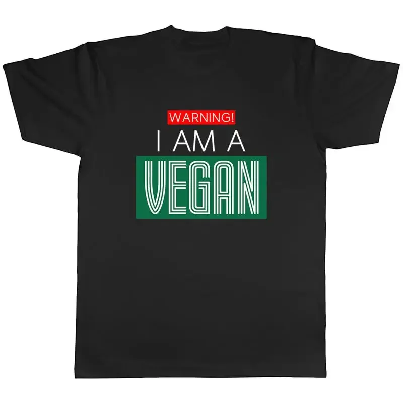 Warning Vegan Mens T-Shirt Funny Plant Based Veganism Unisex Tee Gift