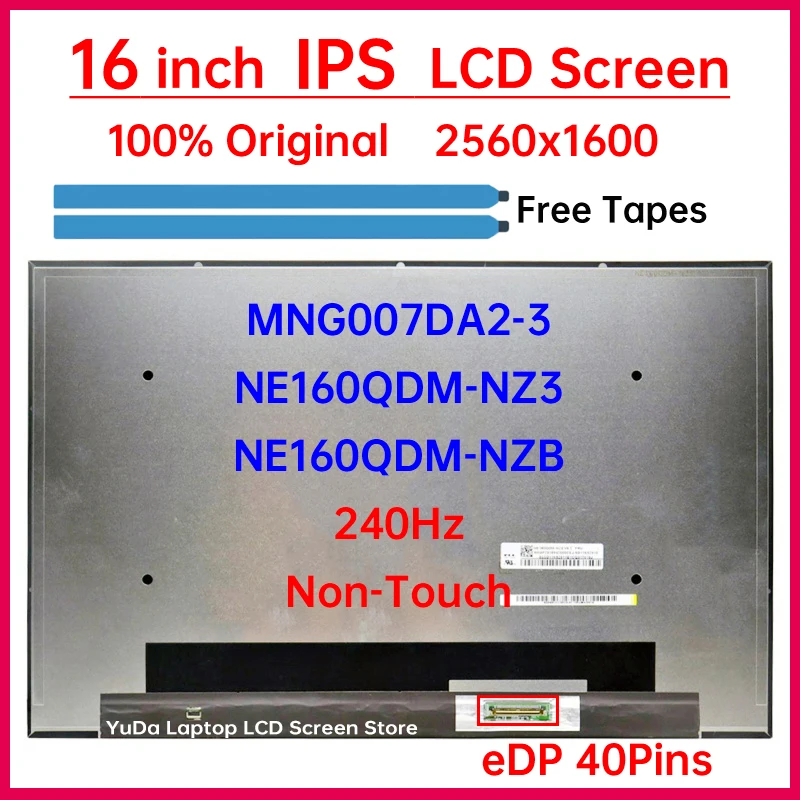 16 Inch 240Hz Laptop LCD Screen NE160QDM-NZ3 NE160QDM-NZB MNG007DA2-3 For Lenovo Legion 5 16IAX10 5 16IRX9 Display Matrix Panel
