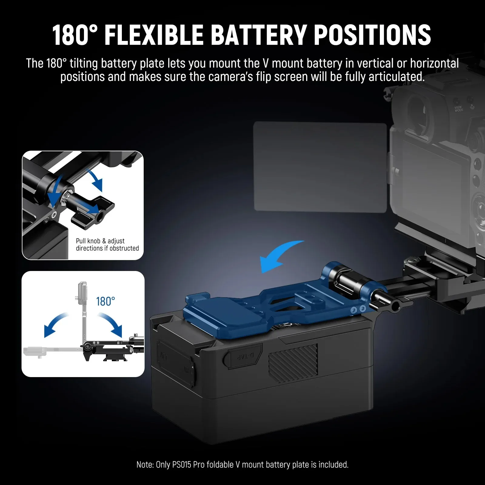 NEEWER PS015 Pro Foldable V Mount Battery Plate With Arca Quick Release Baseplate 10106370 썸네일 5
