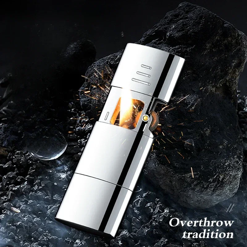 2026 Zinc Alloy Wire Drawing Mechanical Grinding Wheel Ignition Open Flame Lighter Retro Pipe Lighter High Quality Smoking Gift