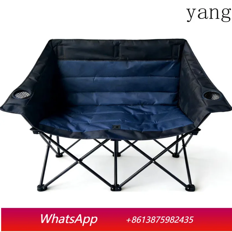 

YJQ outdoor folding padded double chair portable camping picnic fishing backrest beach leisure armchair
