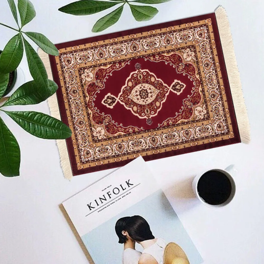 Elegant Tassel Desk Pad Heat Resistant Rubber Mat European Style Dining Placemat Anti Slip Computer Mousepad Table Decor