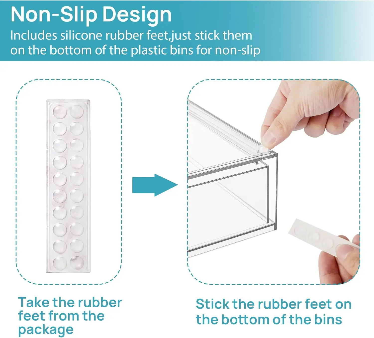 6-Piece Clear Stackable Plastic Storage Drawers Set for Bathroom, Kitchen, and Laundry Organization