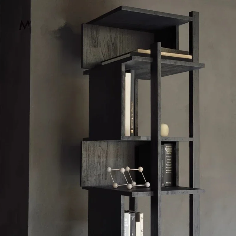 Bookshelves corner shelves, bookcase corners, solid wood, black living room displays, creative corner rotations