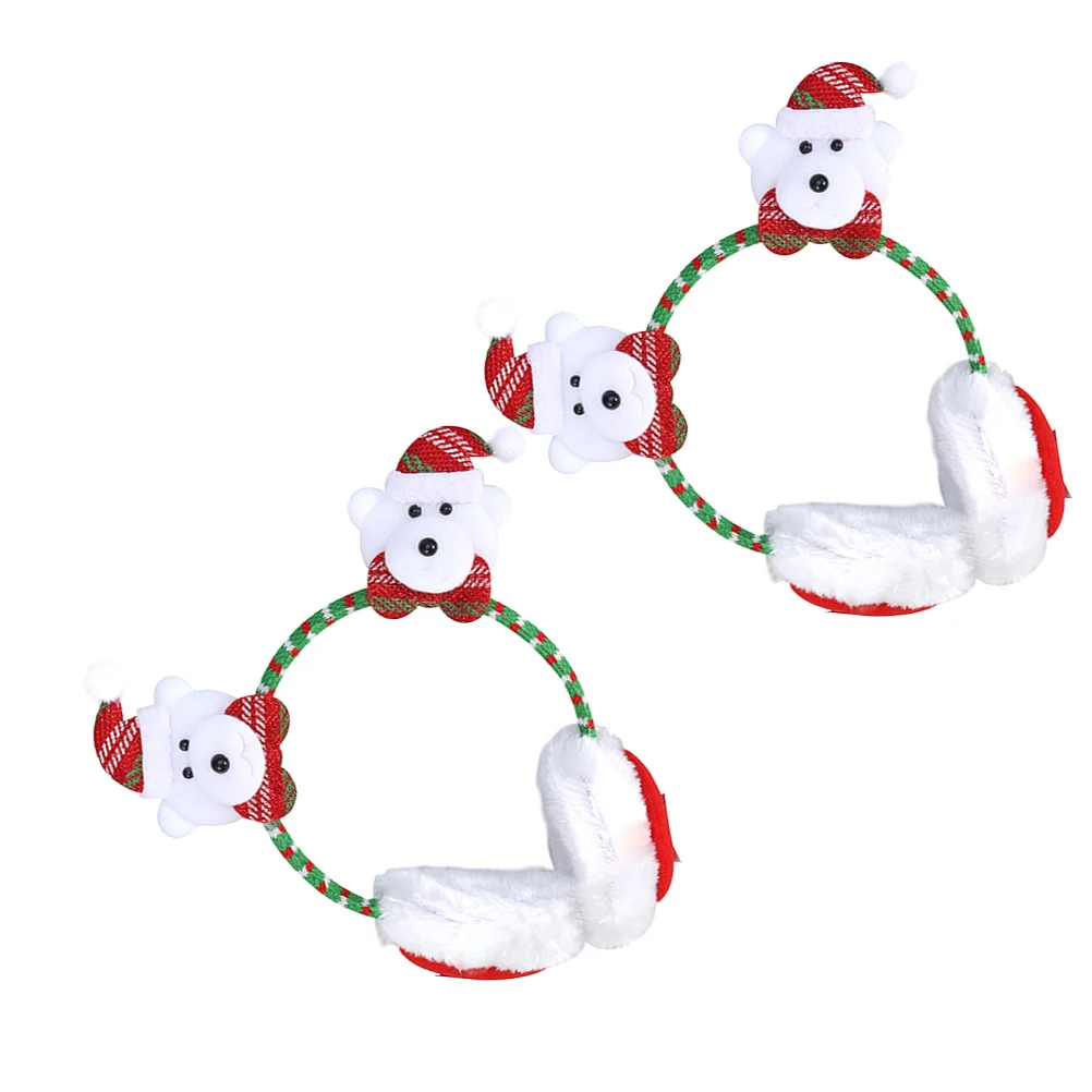 2 قطعة الدب تدفئة الأذن عيد الميلاد تصميم توسيع لينة عقال للآذان الدافئة الشتاء ملحق الكبار هدية حفلة #2