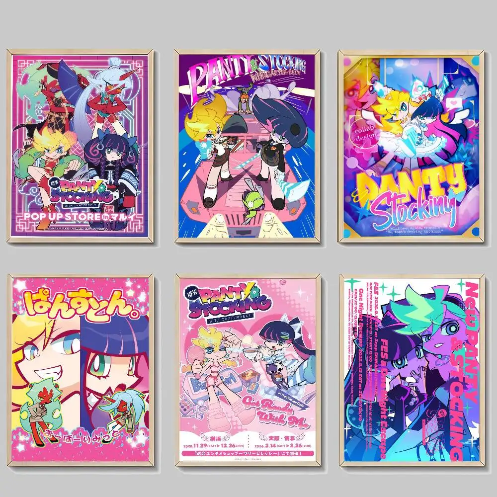 Anime P-Panty And Stocking With Garterbelt cool  Vintage Posters Sticky Vintage Room Home Bar Cafe Decor Kawaii Room Decor