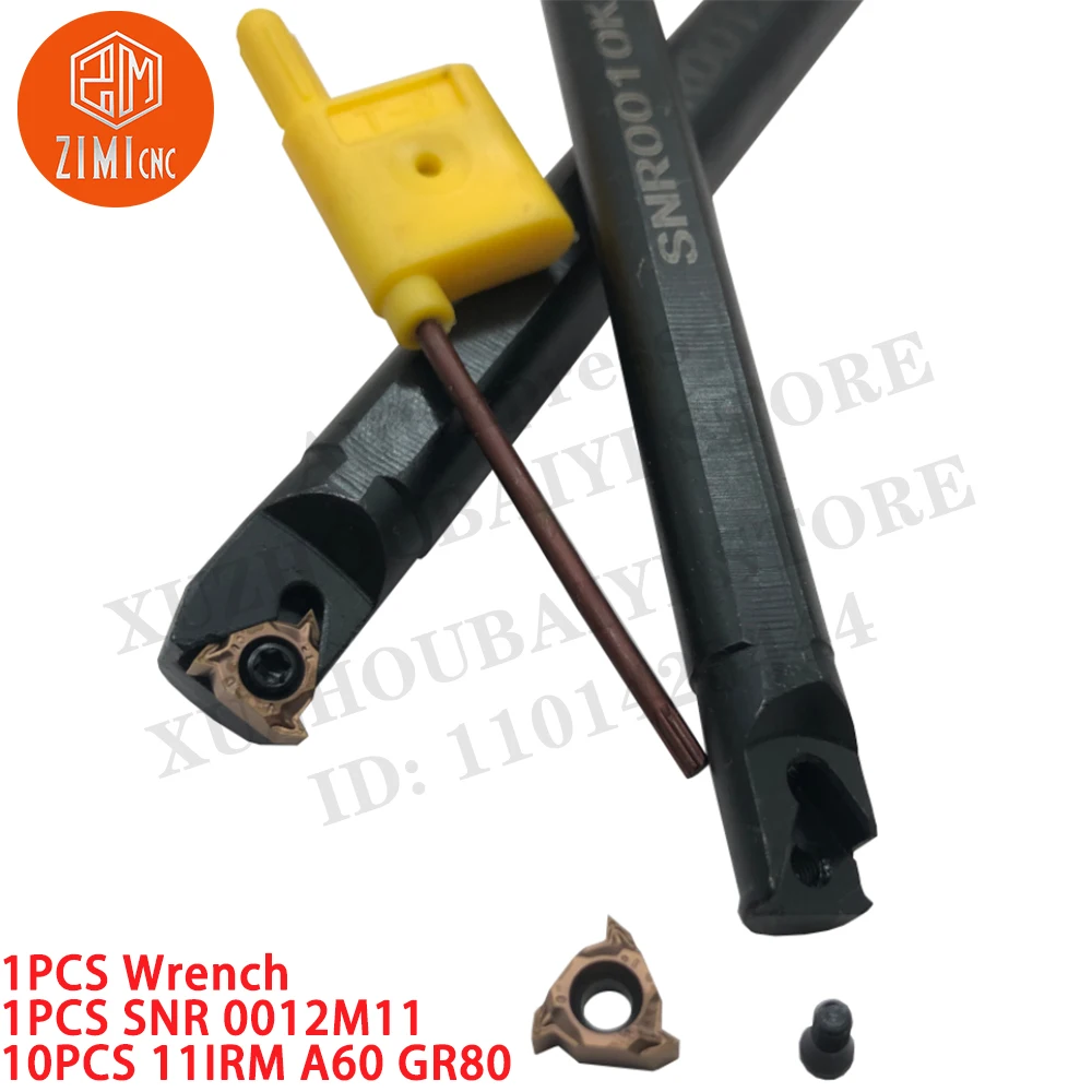 10 pcs 11irm A60 GR80 Sisipan berulir Insert karbida 1pc SNR 0012m11 Pemegang alat berulir mekanik logam Alat CNC alat pemotongan