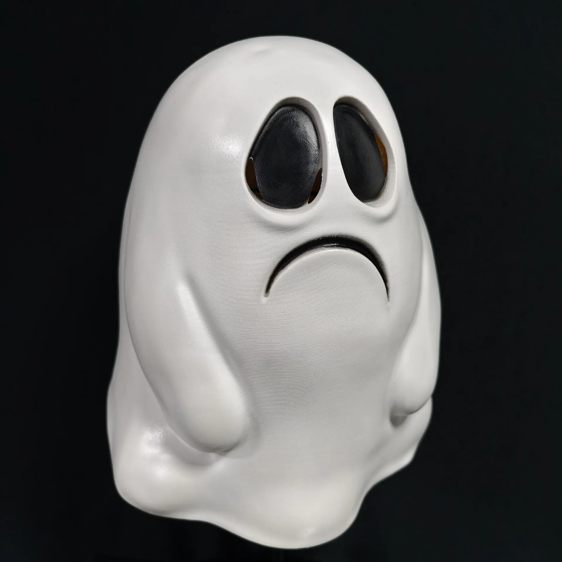 Trauriges Gesicht Weißer Geist Latex-Vollkopfmaske für Erwachsene Halloween Cosplay Kopfbedeckung Gruseliges Lustiges Geisterkostüm-Requisit für Karneval Themenparty – Detail 3