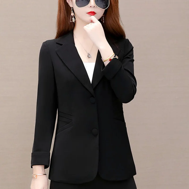 Elegant Solid Color Spliced Pockets All-match Blazer Women\'s Clothing 2023 Autumn New Oversized Casual Tops Office Lady Blazers