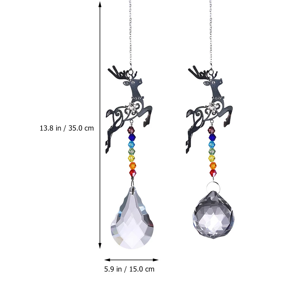 

2pcs Hanging Crystal Ball Pendant 3D Deer Decoration Sparkling Suncatcher For Christmas Holiday Window Garden Wedding Party Home