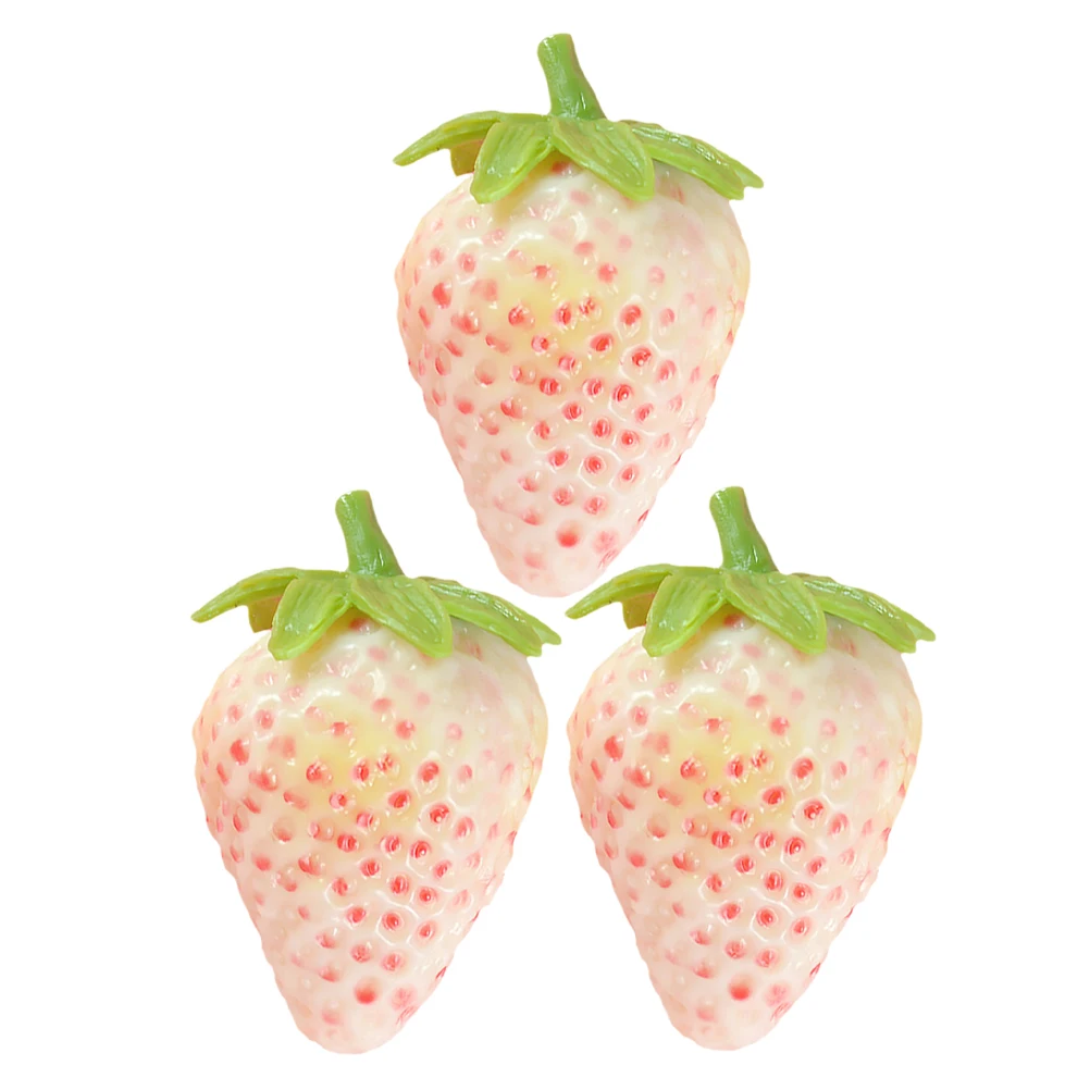 

3pcs Artificial Strawberries with Stem Lifelike Fruits Decor for Home Food Display Photography Props Montessori Toys