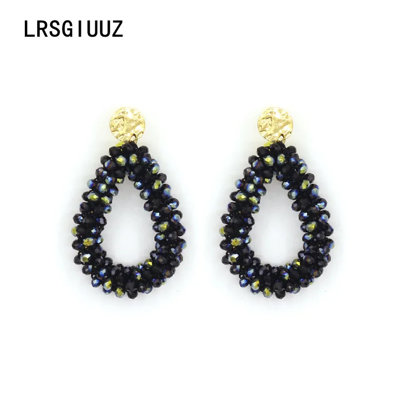 Water Drop Earrings for Women Faceted Beads Handmade Crystal Earring Stainless Steel Big Long Earrings vintage Wholesale