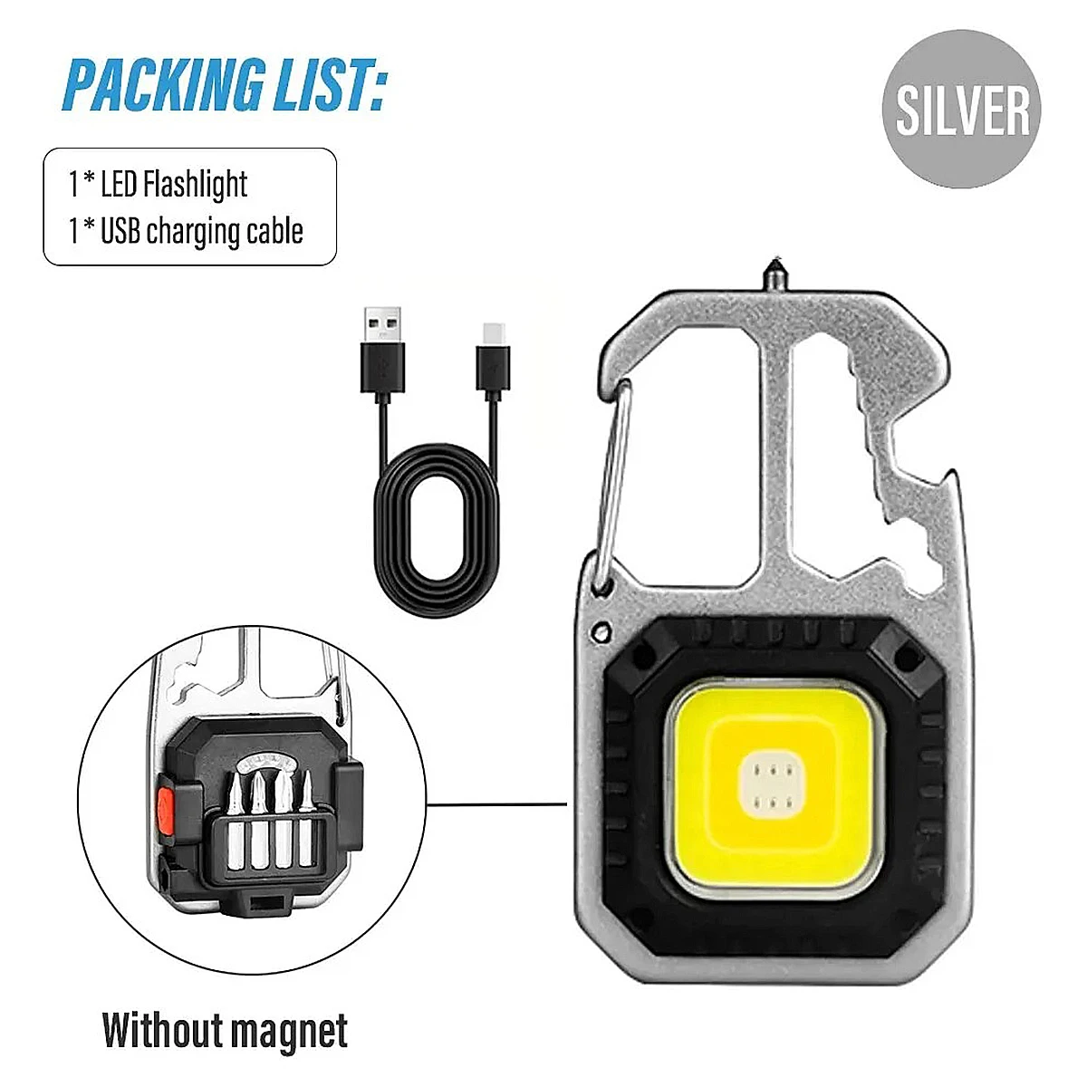 Lampe de poche portable Keychain Light Mini Camping Life étanche 500lm spot rechargeable LED travail