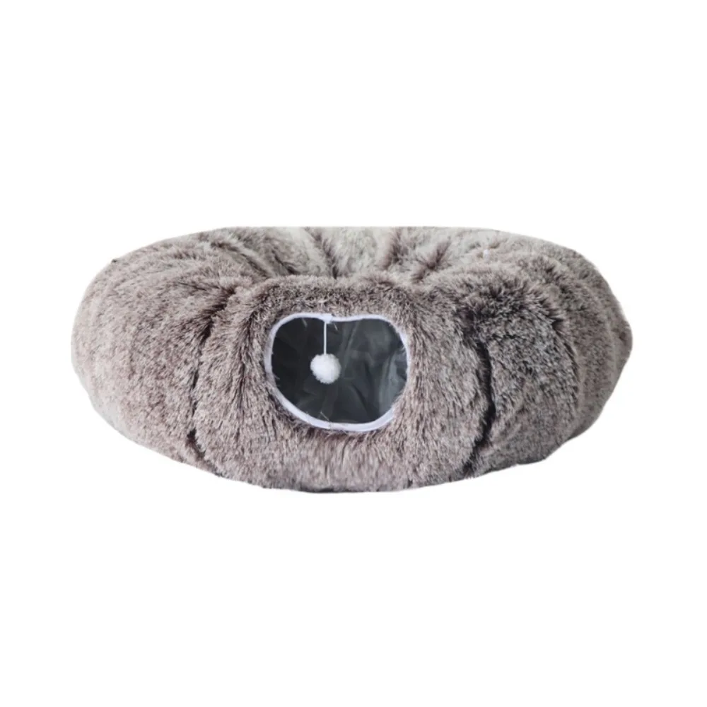 cozy-donut-cat-bed-long-plush-collapsible-pet-warm-sleeping-nest