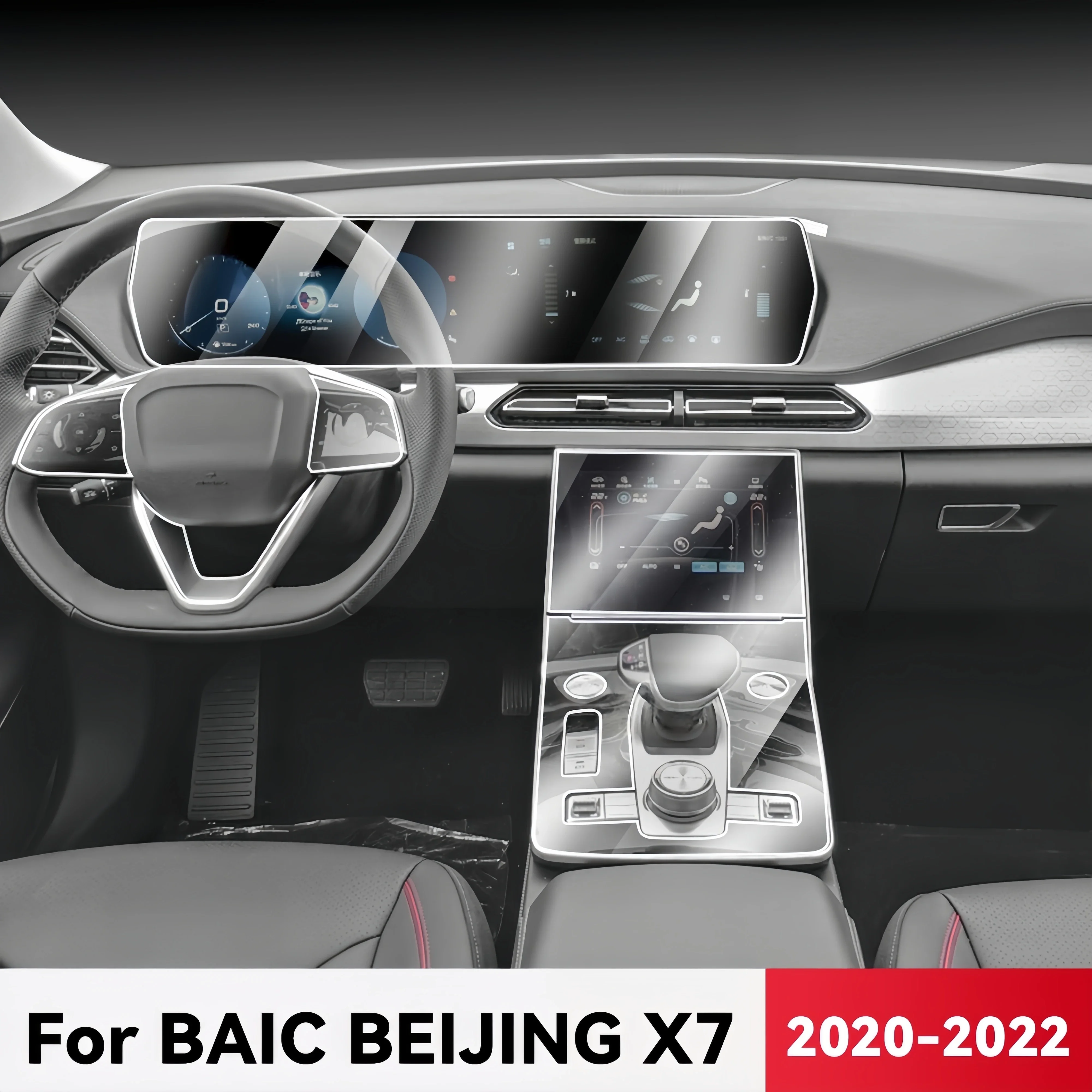 Transparent TPU For BAIC BEIJING X7 2020-2022 Car Center Console Media Dashboard Navigation Anti-scratch Protector Interior Film