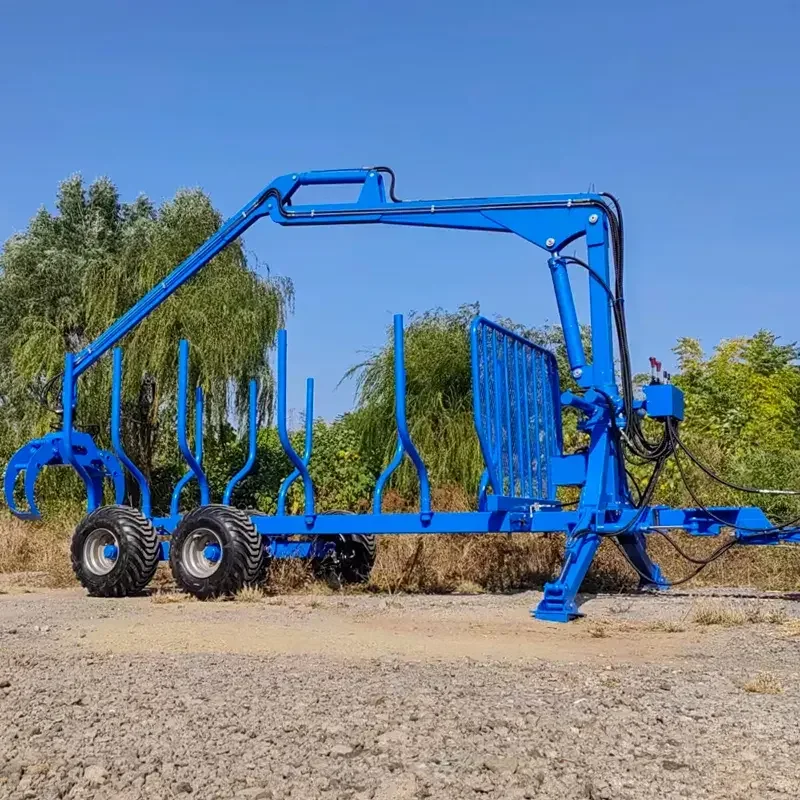 Customized Top Quality Log Trailer With Crane Timber Loader 1-12 Ton Hydraulic Self Loading Wood Trailer Log Grapple Trailer ATV