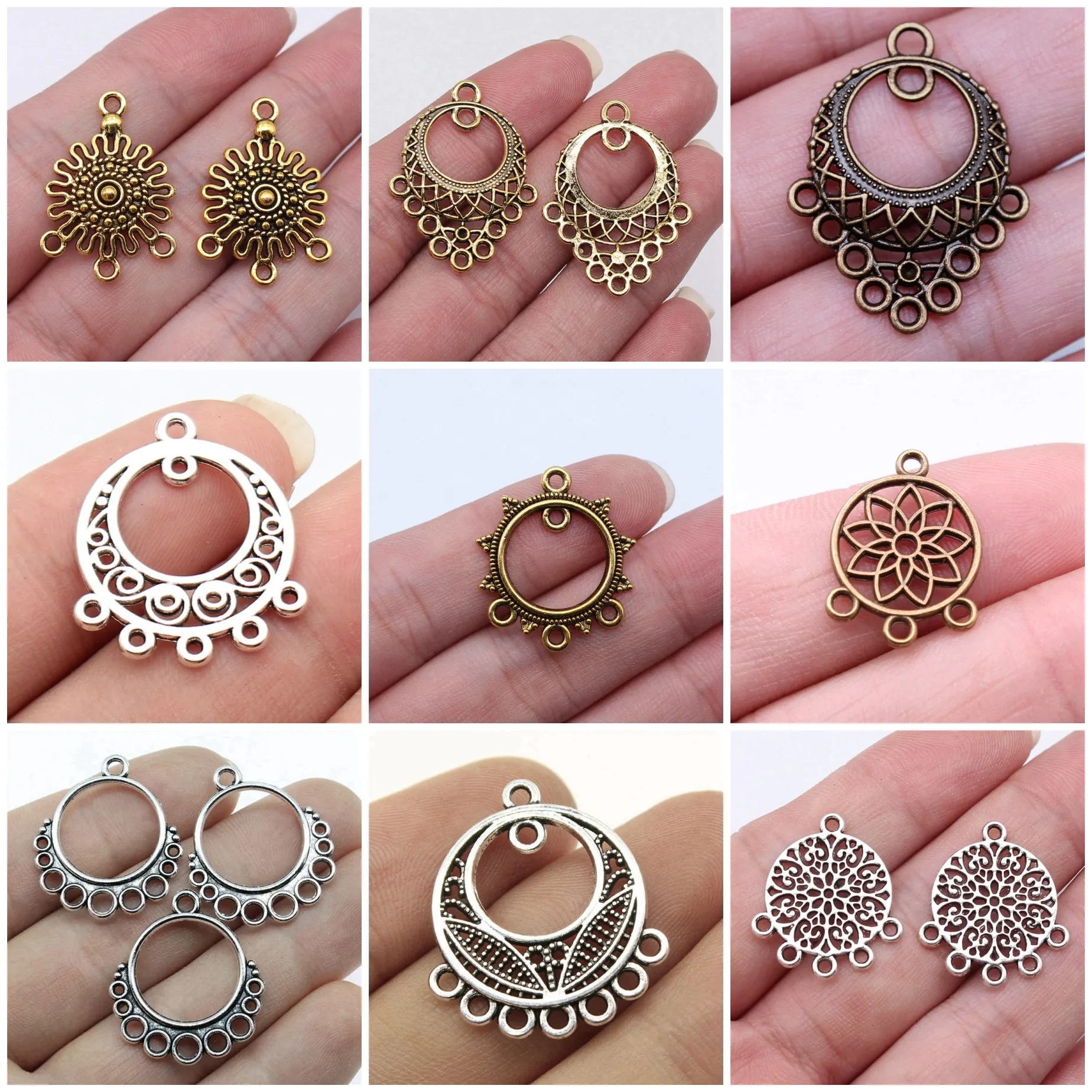 Hollow Flower Of Life Earring Connector Charms Jewelry Making Findings For DIY Bracelet Necklace Supplies