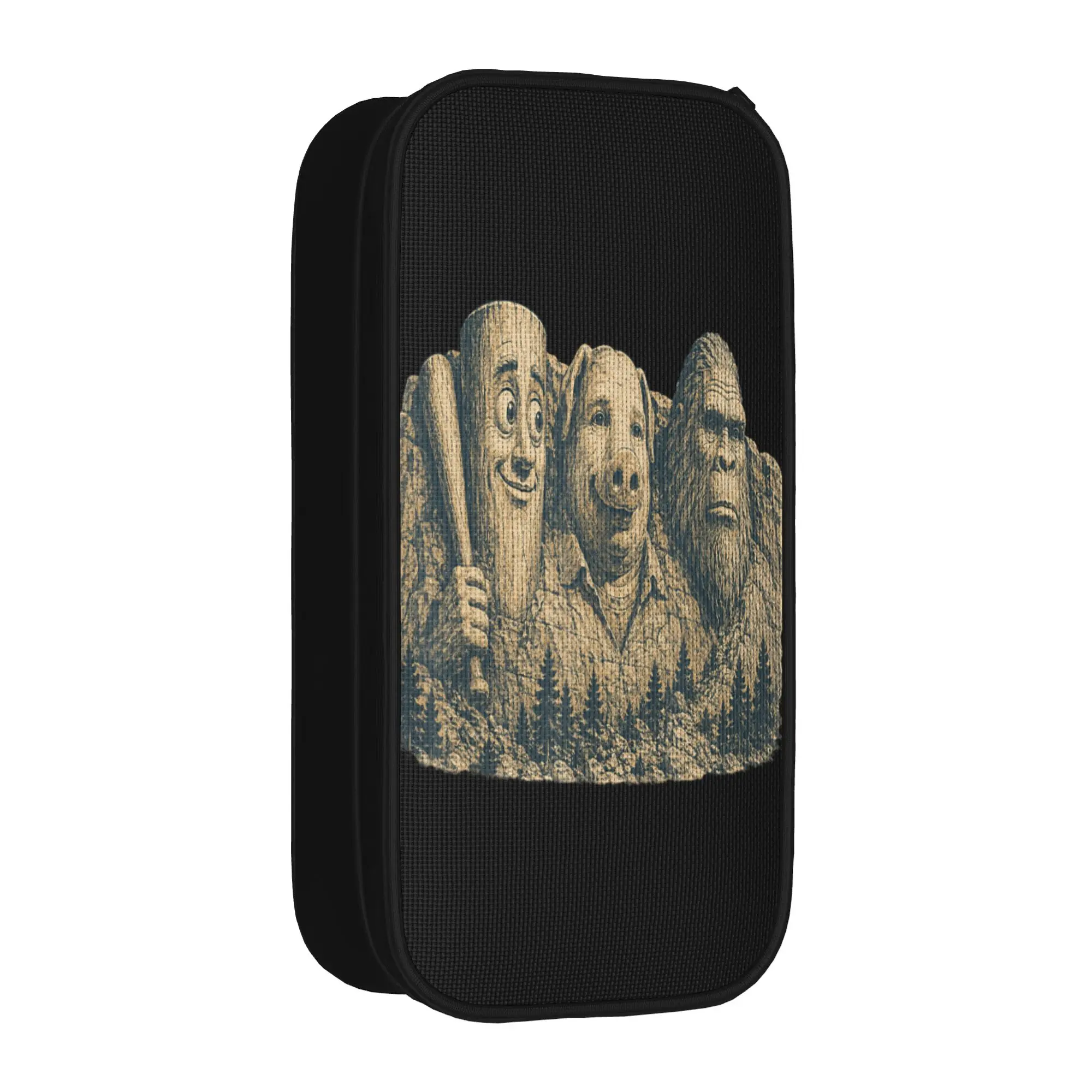 John Pork Trio at Mt Rushmore Funny Meme Art Parody Brainrot Pencil Case School Pencil Cases Canvas Boy College Pencil Pouch