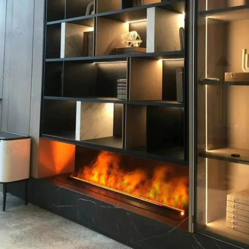 

Intelligent 3D Simulation Glass Atomized Fireplace with Baffle Stove Smart Electric Fireplace Humidifier Flame Steam Fireplace