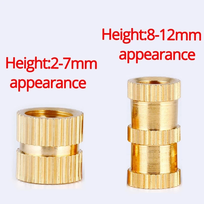 M2 M2.5 M3 M4 M5 M6 Brass Insert Nuts Copper Knurl Hot Melt Threaded Embedded Heat Set Nutsert Injection Moulding Through Nut
