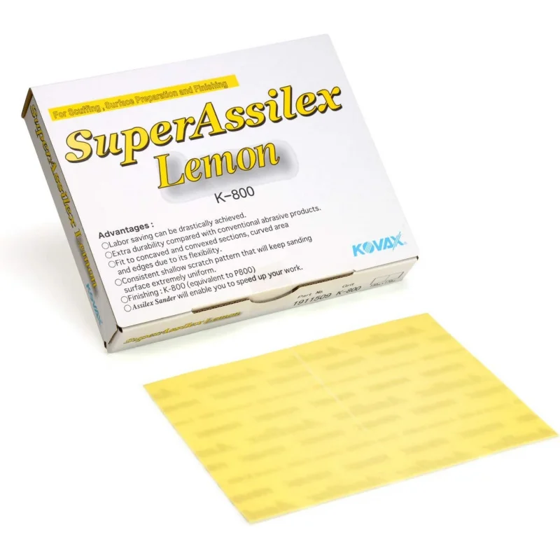 Super Assilex Flexible Sanding Sheets, Lemon K-800, Hook & Loop, 191-1509, 25 Sheets