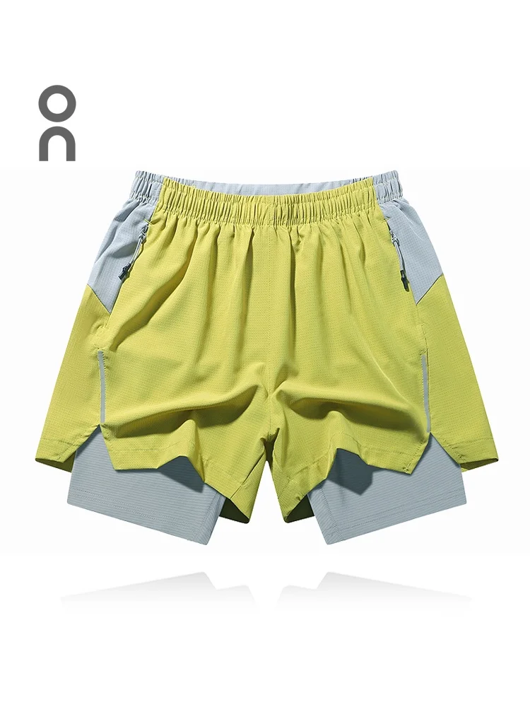 

Мужские спортивные шорты для бега с технологией Qui-Dry и карманом для телефона, имитирующие двухслойный летний комплект