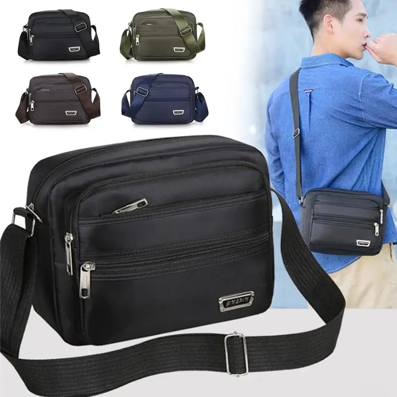 Men\'s Bag Korea Japan Waterproof Oxford Cloth Shoulder Square Bag Multi Space Messenger Crossbody Bag Mobile Phone Bag