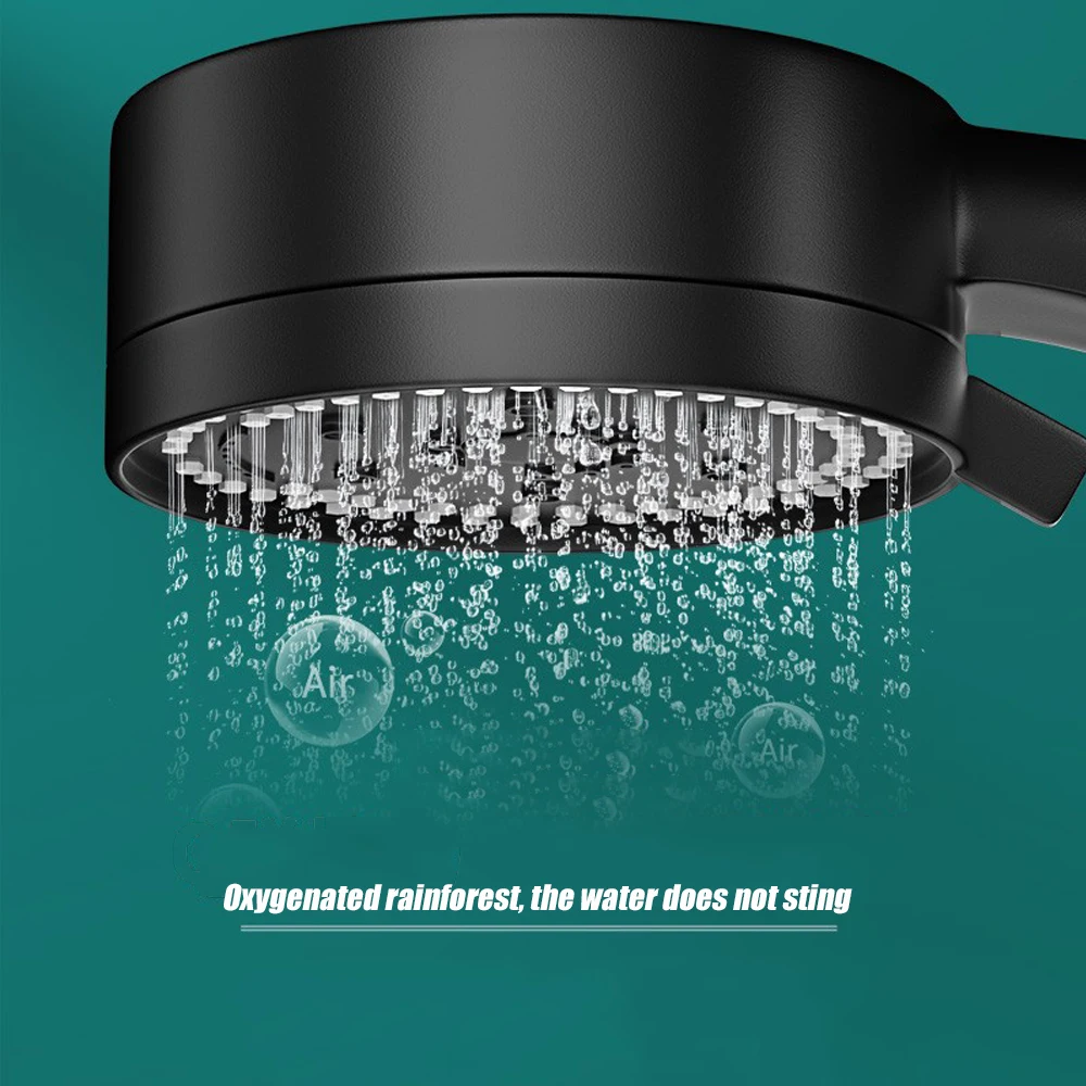 8 Modes High-Pressure Shower Head Fall Resistance Black Handheld Showerhead Water Saving Bathroom Shower Nozzle Accessories
