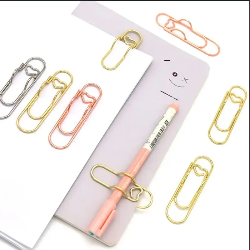 Metal Pen Clip Easy To Carry Curve Pin Pen Holder Fixed Creative Love Multifunctional Pen Clip