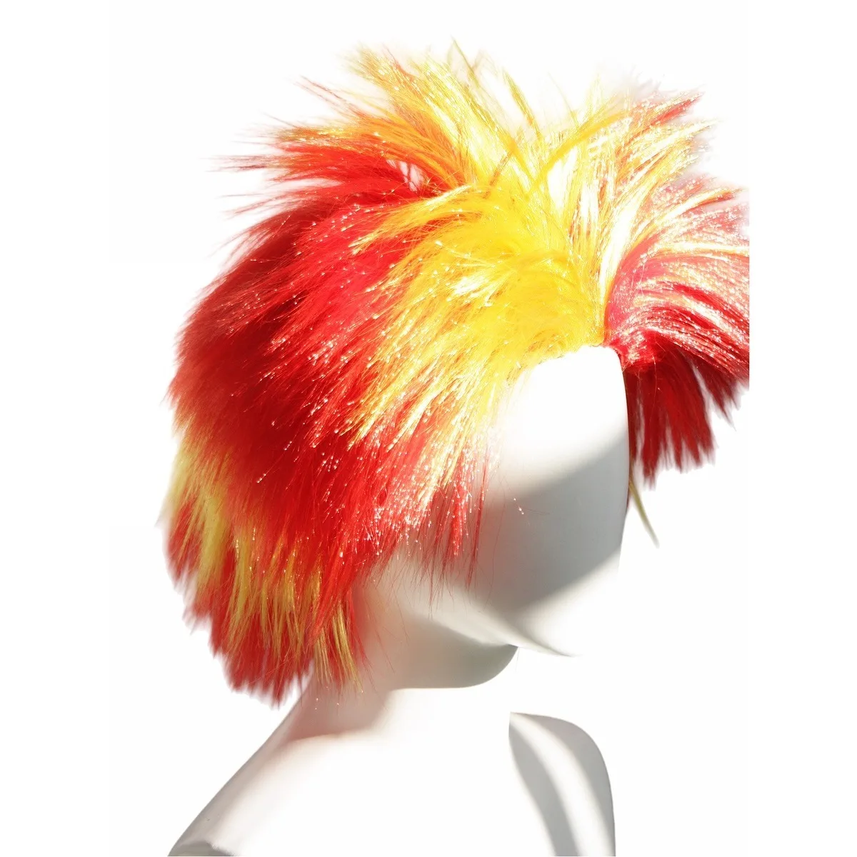 Anxin Brand Synthetic Fiber Wigs: Yellow and Red Spanish National Team Football Party Wigs, Cheerleading Fan Colorful Hair Wigs, with Smooth and Shiny Hair Strands, Suitable for Various Events - view 4