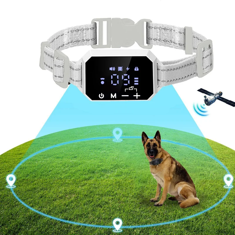 

GPS Electronic Dog Fence - Wireless Containment System with Static Stimulation, Waterproof Anti-Bark Collar for Large Dogs