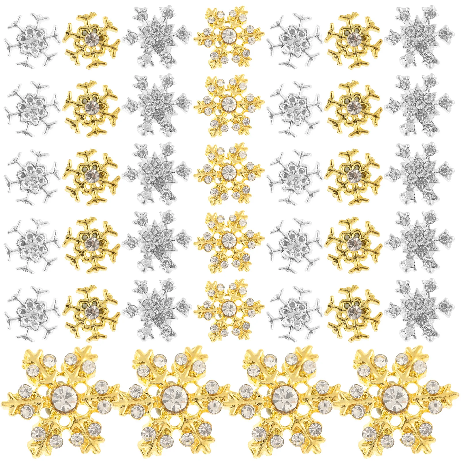 40 Uds. Adorable copo de nieve decoración de uñas aleación delicada elegante fiesta decorativa arte de uñas DIY decoración de copo de nieve delicada