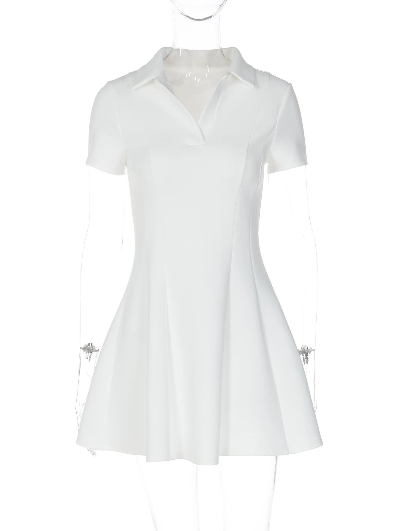 Dulzura Turn-Down Collar Short Sleeve Slim Fit Mini Dress Women'S Solid Sexy Elegant Dress Birthday Party Vacation Summer Outfit view 6