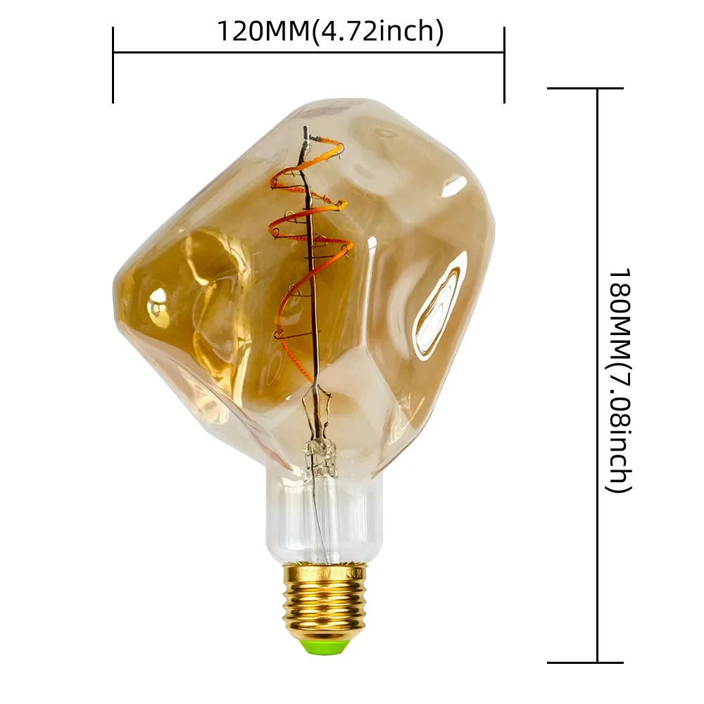 TIANFAN Edison Led Bulb Big Stone G125 4W Dimmable 220-240V E27 2000Kelvin Super Warm Specialty Decorative Light Bulb