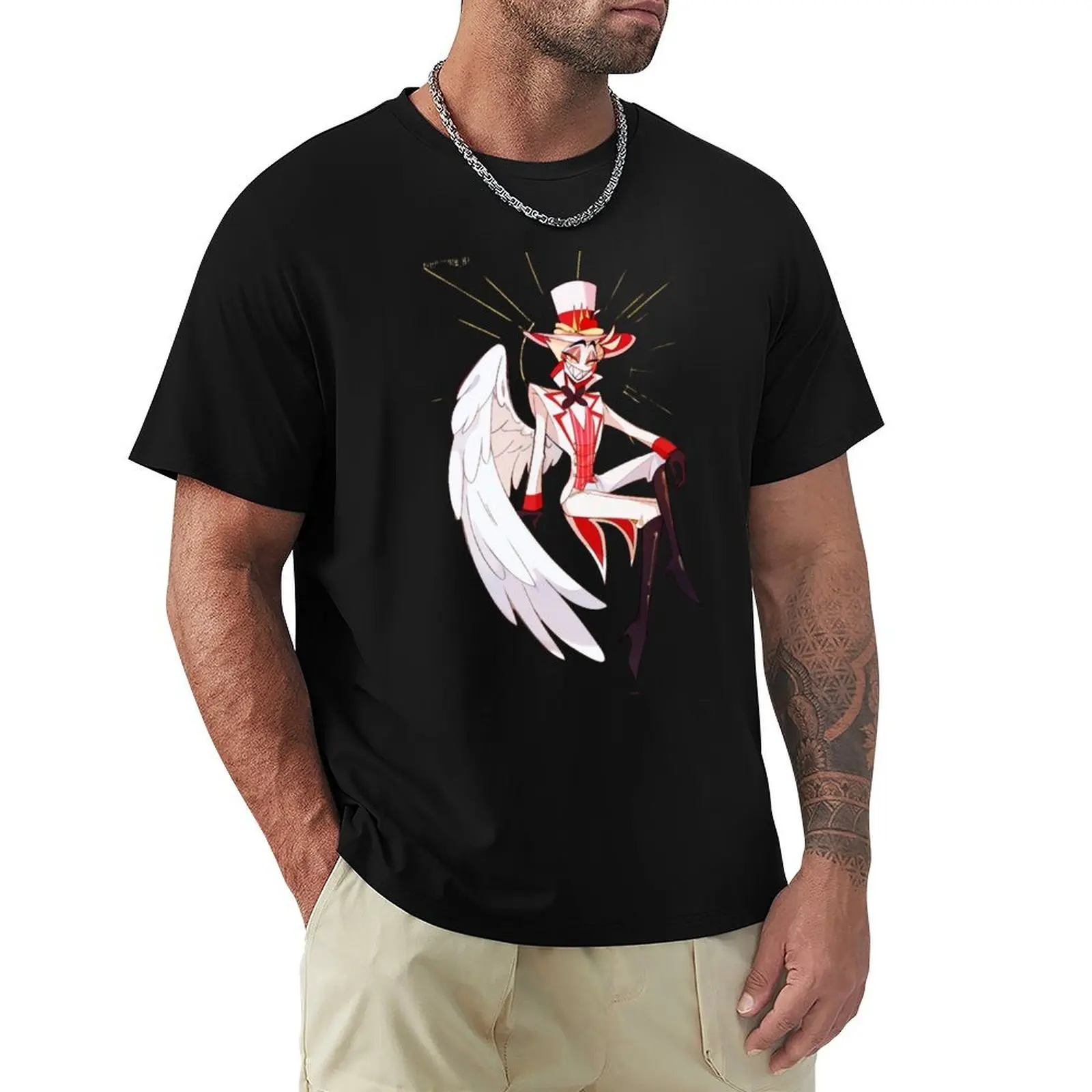 

Hazbin Lucifer T-Shirt Basic Plain Tee for Spring and Summer