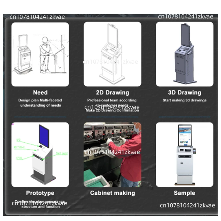 double screen self service photo printing floor standing interactive kiosk