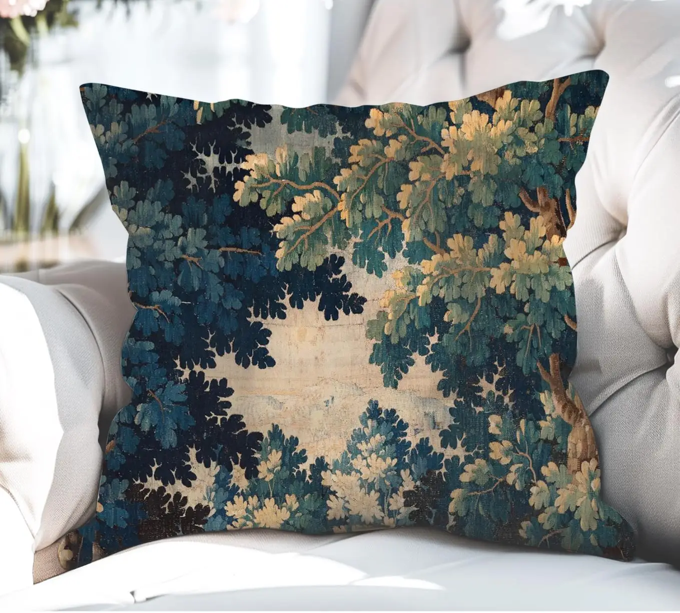 Aubusson-Tapisserie-Kissen, französischer Landhausstil, Vintage-Heimdekoration, Kissenbezug, Sofakissenhülle, antikes Design, Geschenk