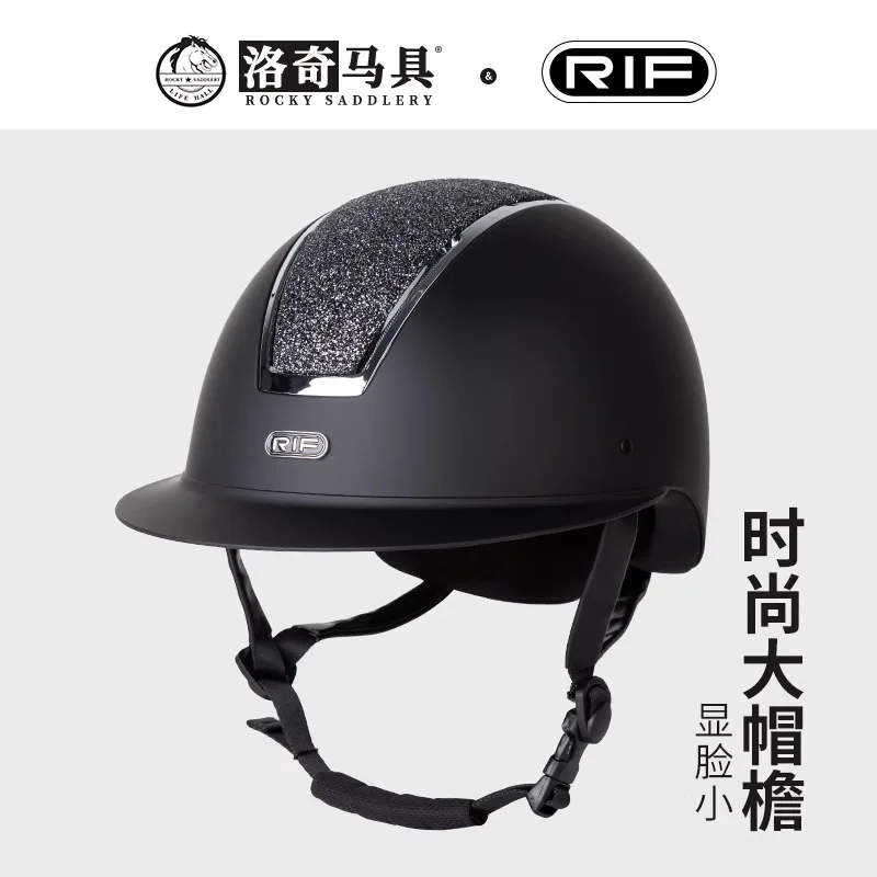 

RIF diamond-encrusted large brim equestrian helmet Adjustable riding cap Training knight helmet riding equipment8101402